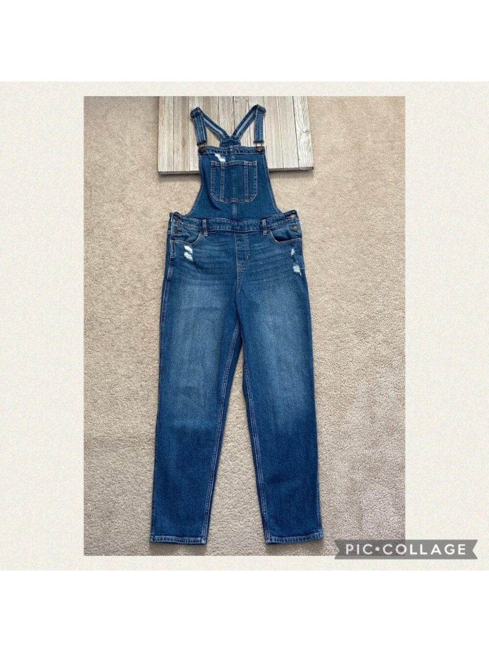Hollister High Rise Crop Boyfriend Overall Juniors M Distressed Streetwear 90s